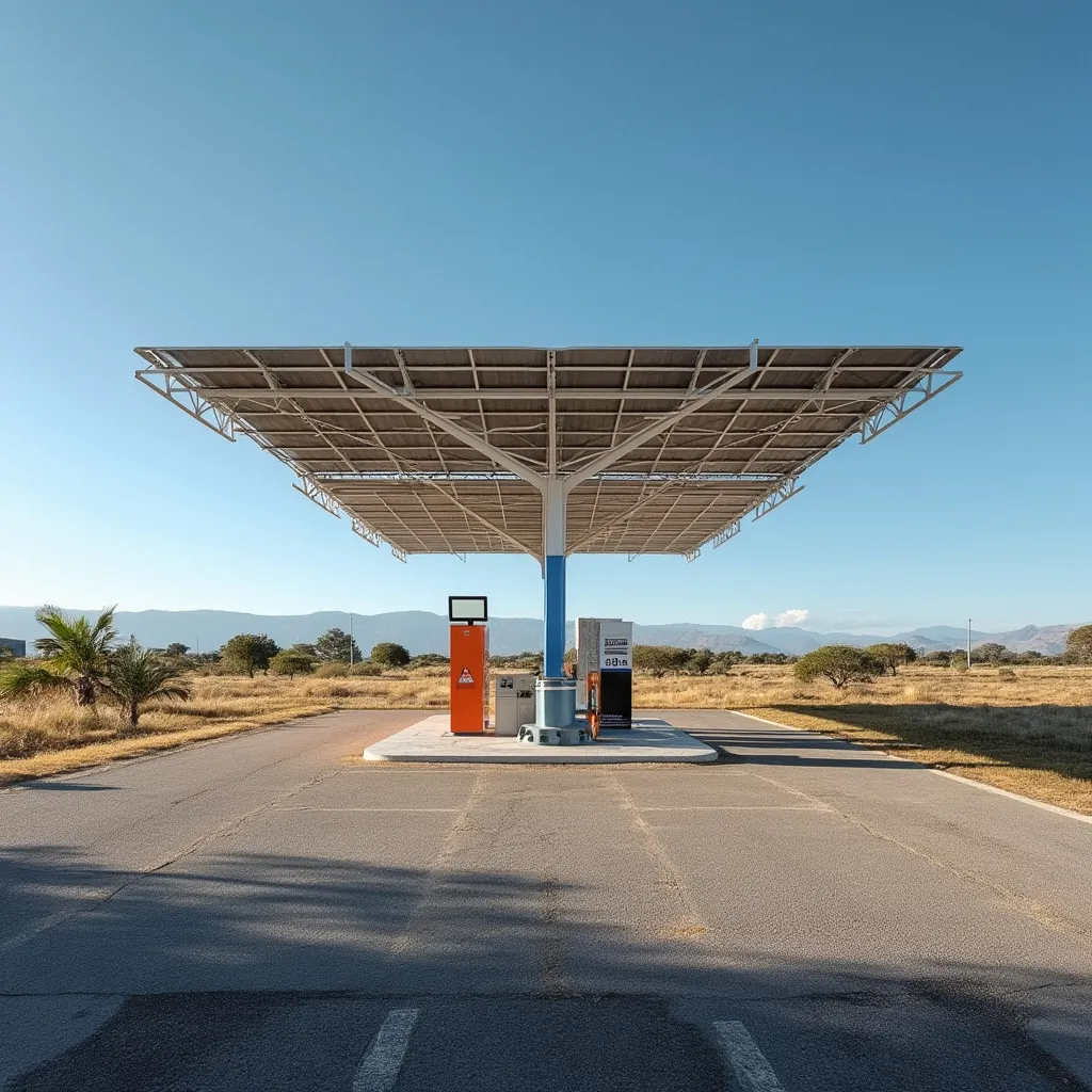 Paneles solares en techo de estación